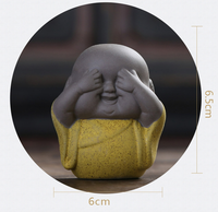 Ornements en céramique chinoise, articles d'ameublement, accessoires en argile épaisse, petit moine novice en céramique, animal de compagnie pour le thé, jeune Bouddha riant B