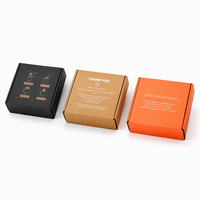 Ensemble de boîtes d'expédition en carton ondulé imprimées sur mesure, noir kraft, emballage cadeau orange