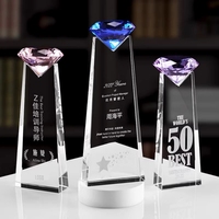 ADEL DaoTian ADL1252CTA Trophée en verre gravé au laser avec cristaux de diamant colorés, personnalisé, tendance mode, pour sports