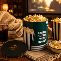 Boîte en fer blanc cylindrique personnalisée avec impression en relief et couvercle métallique pour l'emballage de pop-corn, bonbons, chocolat et snacks
