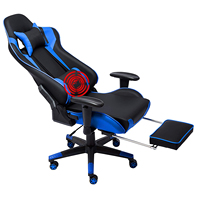 Chaise de jeu pivotante ergonomique en cuir PU, à dossier haut, siège de course en Silla avec Support lombaire pour Massage et repose-pieds rétractable