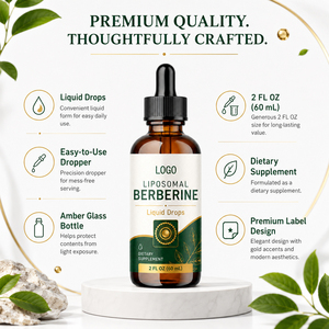 Compléments alimentaires 100% purs d'extrait d'herbe de berbérine, cannelle de Ceylan HCL 500mg, Phytosome, antioxydant, soutien immunitaire, gouttes liquides orales - Product Image 3