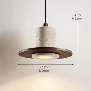 Lampe suspendue en travertin Wabi Sabi, îlot de cuisine, salle à manger, Japandi, bois, pierre naturelle, LED, CE UL, lampe suspendue en travertin <span class=keywords><strong>Kalea</strong></span> - Product Image 4