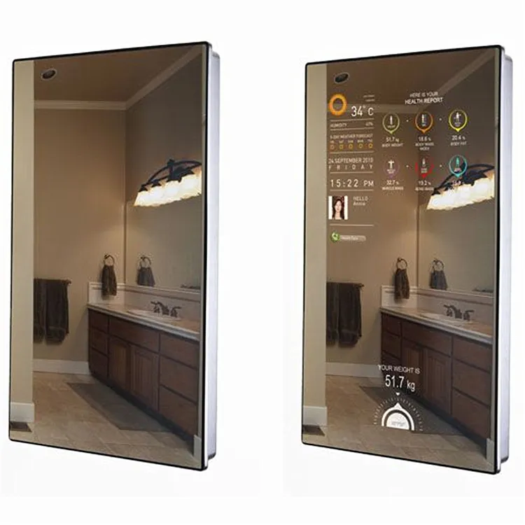 Espelho de banheiro inteligente com tela sensível ao toque para TV, sistema Android 5.1/7.1/8.0, espelho à prova d'água à prova d'água para banho mágico