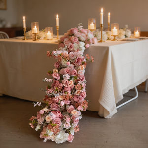 Ensemble de fleurs artificielles bicolores bleues, rangée de fleurs assorties, boule florale, chemin de table en soie pour la décoration de fond de scène et d'allée de mariage - Product Image 5