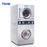 Laveuse-sécheuse commerciale empilable HOOP 15kg 20kg 25kg à monnayeur, chauffage vapeur, gaz, électrique pour blanchisserie d'hôtel et d'hôpital CE ISO