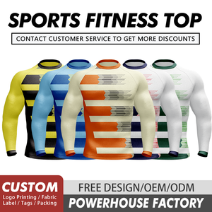 Thể hình cơ bắp thiết kế mới nhất người đàn ông dưới lớp cơ sở dài tay áo thể thao áo sơ mi nhanh chóng phù hợp với t Áo Sơ Mi Cơ thể ôm đầu - Product Image 2