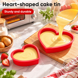 Heart Shaped Cake Pan Silicone Cake Mould Non-Stick <b>Baking</b> Mold for Valentine Birthday Cheesecake Brownie Kitchen - Product Image 1