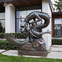 Sculpture de dragon chinois en bronze grandeur nature, Feng Shui, statue de dragon antique en métal