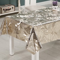 Nappe de table personnalisable en PVC métallisé de luxe RNPT, avec support tissé, imprimé floral, résistante à l'huile et imperméable