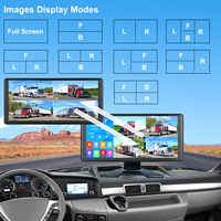 Moniteur enregistreur DVR MP4 BT 4 canaux à écran partagé 10,36 pouces avec caméra de recul avant et arrière AHD 360° pour camion/bus/remorque/camping-car