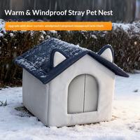 Maison pour animaux de compagnie luxueuse et moderne, chaude en hiver, étanche, avec tissu Oxford pour toutes les saisons