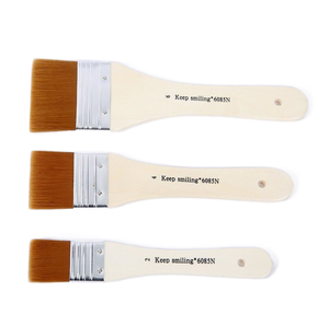 Ensemble <span class=keywords><strong>de</strong></span> 3 pinceaux plats en nylon professionnels Keep Smiling avec manche en bois, pinceaux pour peintres à l'huile et à l'aquarelle, pinceaux pour artistes - Product Image 1