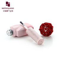 Flacon vide personnalisé en verre rose de 10 ml pour vernis à ongles avec bouchon pinceau brillant