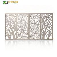 Portail battant contemporain en aluminium DF avec grille, idéal pour mur de clôture, équipé d'un moteur électrique