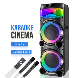 Système audio professionnel HI-FI double 10 pouces AO-2107, enceintes sans fil en bois pour DJ, super basses, RGB, pour soirées dansantes - Product Image 1