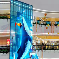 Panneau mural vidéo en verre à rideau de glace P2.6 P3.91, fenêtre transparente, publicité en magasin, écran LED en maille transparente, écran LED transparent