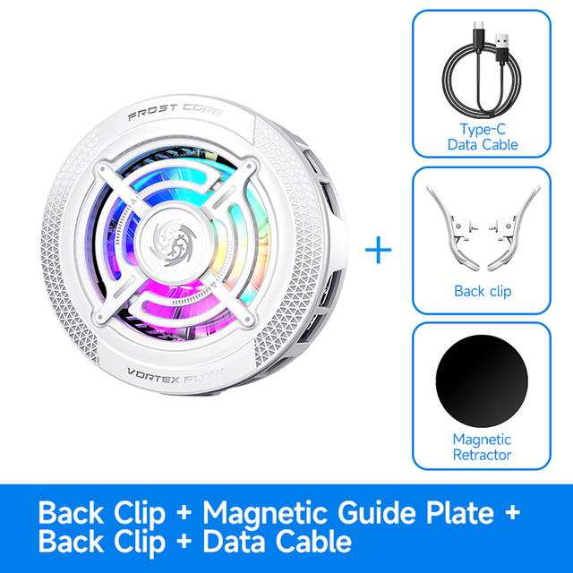 Smart Temp Control 2-In-1 Magnetic Back Clip Semiconductor Cooler RGB Light Portable ABS USB Magnetic Phone Cooler for Gaming