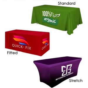 Nappe en polyester imprimée avec logo, housse ajustée de 8 pieds pour banquets, événements sportifs, décorations d'église - Product Image 1