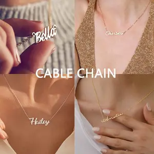 Colar com nomes personalizados, colar banhado a vácuo de ouro 18k, colar de aço inoxidável, letra personalizada, para mulheres