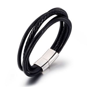 Bracelet en cuir véritable pour homme avec fermoir magnétique, bijoux pour homme, bracelets promotionnels - Product Image 1