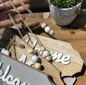 <b>Rustic</b> Wooden Welcome Sign Home Wall Hanging <b>Door</b> Plaque Bowknot Heart Decor for Entryway Shop - Product Image 2