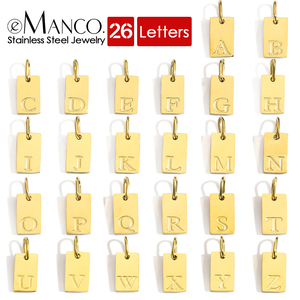EManco DIY Bijoux pour enfants en acier inoxydable, pendentif unisexe avec lettres gravées, 26 lettres de A à Z, plaqué argent/or - Product Image 1