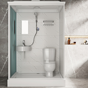 ตู้อาบน้ำสำเร็จรูปห้องน้ำห้องอาบน้ำแบบโมดูลาร์อลูมิเนียมสี่เหลี่ยม1ชุดบานเลื่อนกระจกสีขาวสีดำ - Product Image 6