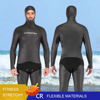 DIVESTAR Wetsuit Spearfishing Berkualitas Tinggi 3mm Neoprene Hitam Kulit Halus Tahan Air dengan Logo Depan untuk Pria