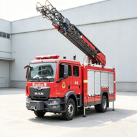 Camion de pompiers de secours MAN 18 à échelle aérienne robuste avec plateforme hydraulique à grande portée pour interventions d'urgence en ville