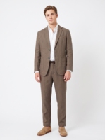 Setelan Jas Formal Pria Model Single Breasted Bahan Serat Bambu, Cepat Kering, Bernapas, Kancing Depan & Celana Resleting