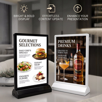 Support de menu LED de table rechargeable en acrylique pour restaurant, présentoir de table personnalisé A4