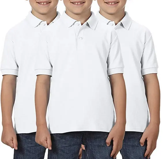 Niños blanco uniforme de la escuela camisas de Polo en blanco de polo de algodón camiseta logotipo personalizado camisa de polo