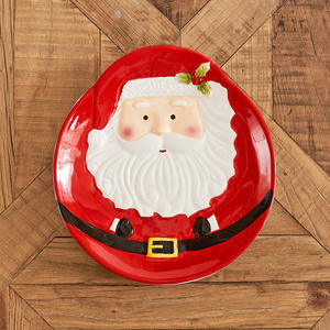 Assiette ronde en céramique Père Noël, grande taille, pour la veille de Noël, vaisselle de table, assiette plate pour fruits à usage domestique - Product Image 4
