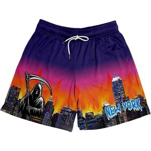 Shorts de sport pour homme, motif New York, en mesh, séchage rapide, pour la gym, les entraînements, les tenues décontractées, avec poches, légers et respirants - Product Image 1