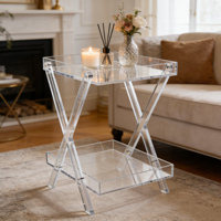 Table à plateau pliable et extensible moderne en acrylique à double couche pour salon, chambre et salle à manger - Table basse de loisirs portable