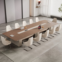 Table de conférence moderne et écologique pour 6 à 16 personnes, finition bois grainé de luxe, table de réunion professionnelle avec gestion des câbles
