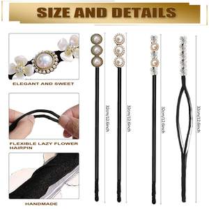 Moño mágico para el cabello para mujer con Peal y flor <span class=keywords><strong>Magic</strong></span> Twist Hairpin Lazy Curler reutilizable Deft Bun accesorios para el cabello para mujer - Product Image 3