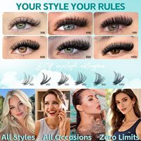 Kit DIY de bouquets de cils, extensions de cils courbure D, 30D 40D 50D 60D 80D 100D, longueurs mixtes 9-16mm, extensions de cils PBT avec adhésif et scellant