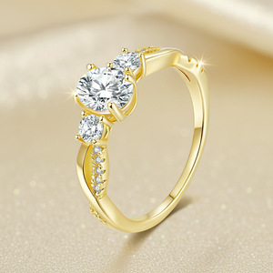 Anillo de compromiso de moissanita con tres piedras y banda retorcida de plata de ley S925 para mujer, joyería de moissanita S925 al por mayor, regalo. - Product Image 6
