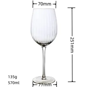 Copa de vino soplada a mano 570ml 19oz copas de vino grabadas copa de vino de tallo largo pequeño