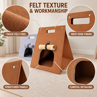 Maisonnette en feutre personnalisée en forme de A pour animaux de compagnie, lit-caverne d'intérieur pour chats avec double entrée, pour chats et petits animaux, vente en gros OEM ODM