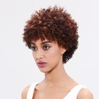 Wig Rambut Remy Pendek Bob Afro Keriting untuk Wanita Kulit Hitam, Tanpa Lace Front, Grade 12A, Rambut India, Grosir 1 Buah