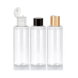 Clear 120ml 4oz PET Plastic Cylinder Bottle With Cap For Liquid Lotion Essential Oil Serum Cosmetic Packaging Wholesale