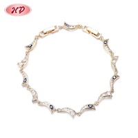 Nouvelle technologie Blue Crescent Cutout Style Fine Bracelet à breloques plaqué or 18 carats Femme Bracelets pour femmes