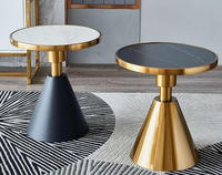 Table basse ronde de grande qualité, ensemble de meuble moderne en acier inoxydable, table de thé blanche, de très bonne qualité