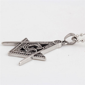Freemasonry Pendant A Shape Hollow Logo <b>Titanium</b> Steel Necklace Unisex Everyday Wear Geometric Design Steel Color 60cm <b>Chain</b> - Product Image 4