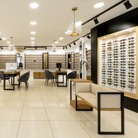Présentoir d'étagère en bois de style haut de gamme Présentoir de magasin de lunettes de soleil vitrine à lunettes à cadre optique avec lumière LED