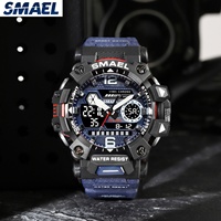 Nouveautés Montre connectée SMAEL 8072 étanche 50M, alarme, lumineuse, date automatique, montre sport numérique pour homme