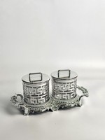 Ensemble de récipients hermétiques pour aliments, en plastique, anti-fuite, avec base et couvercles dorés, en PET sûr, pour le thé et la vaisselle